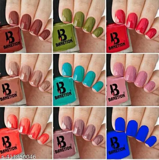 Banetion Matte Nail Polish, Multicolor, Pack of 9