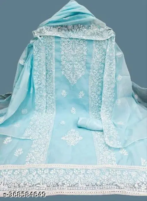 Embroidered Floral Patiala Suits for Women (Blue, Un Stitched)