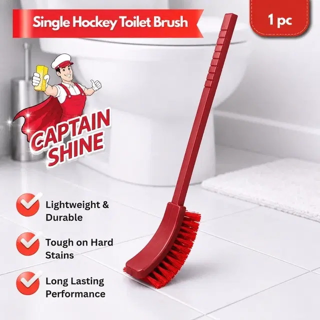 Captain Shine Single Hockey Plastic, 18" Toilet Brush