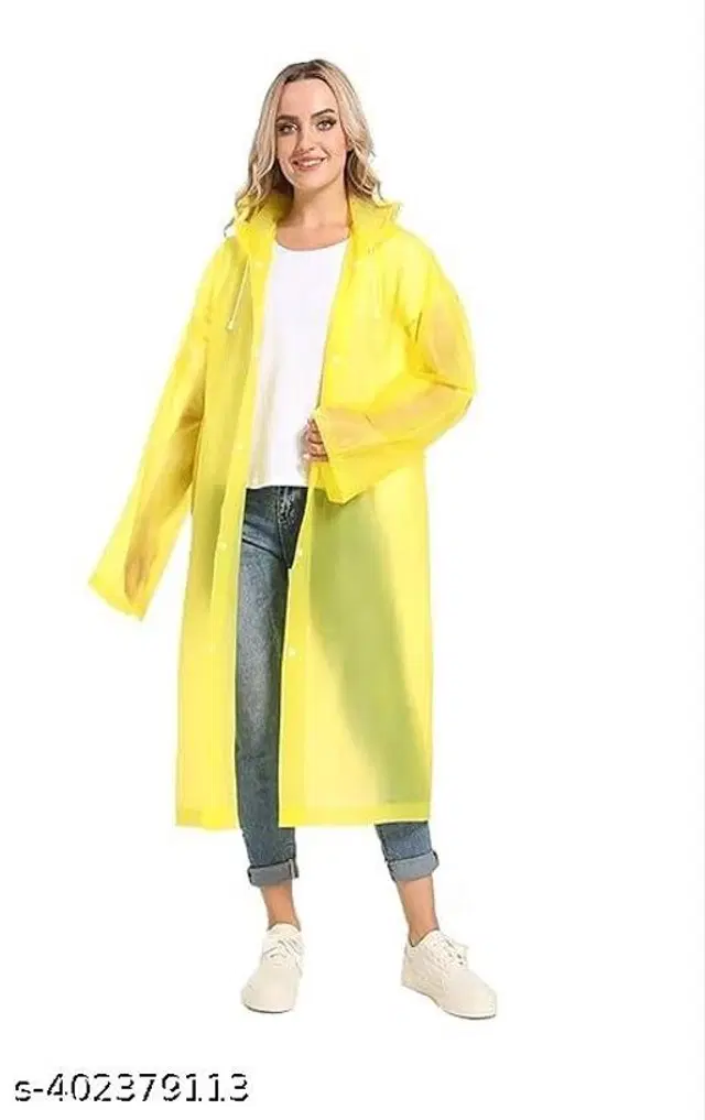 Polyester Rain Coat for Men & Women, Yellow, Free Size