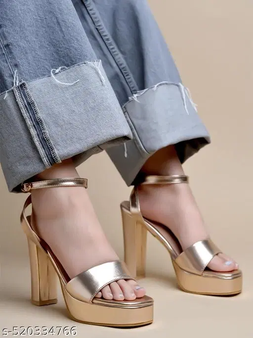 Shoetopia Solid Pink Open Toe Heel Sandals (Size: IND-2)