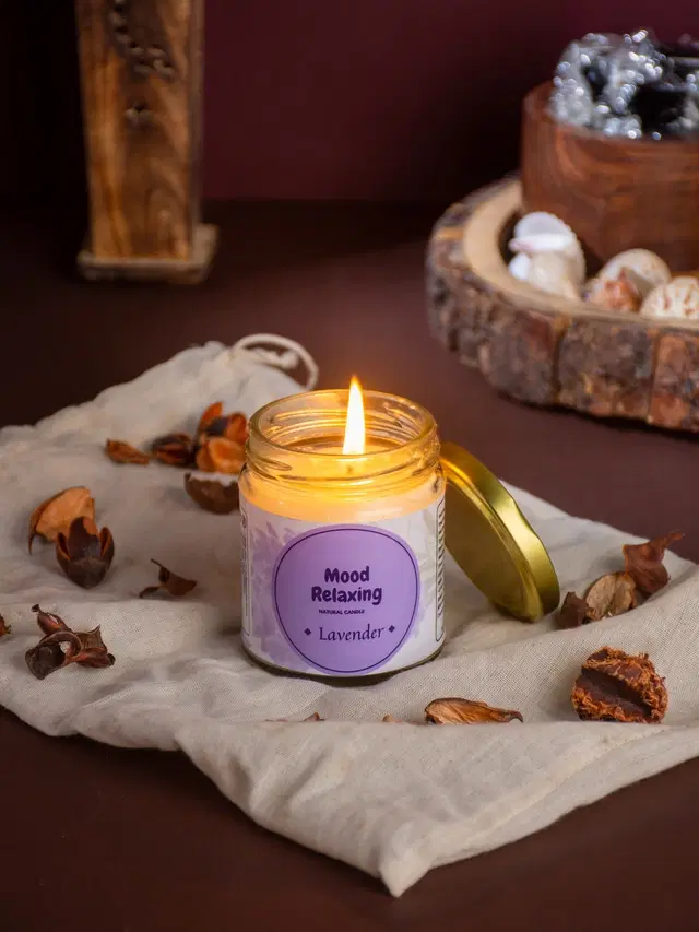 Floish Decor Premium Lavender Scented Mood Relaxing Candle