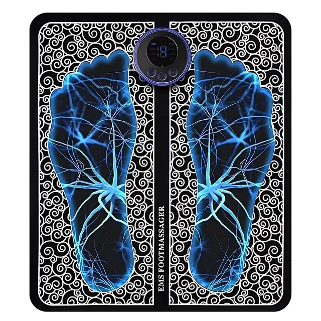 Wireless EMS Pain Relief Rechargeable Foldable with 8 Modes and 19 Intensity Levels Foot Massager, Black
