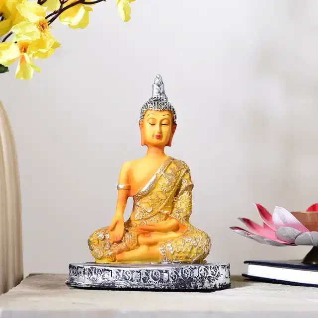 Lord Buddha Showpiece, Multicolor, 7 inches