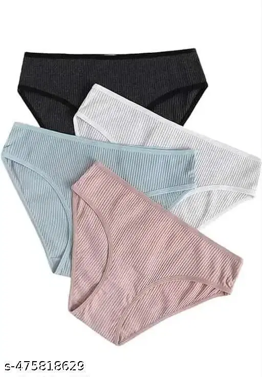 Cotton Briefs for Women, Multicolour, Pack of 4 (L)