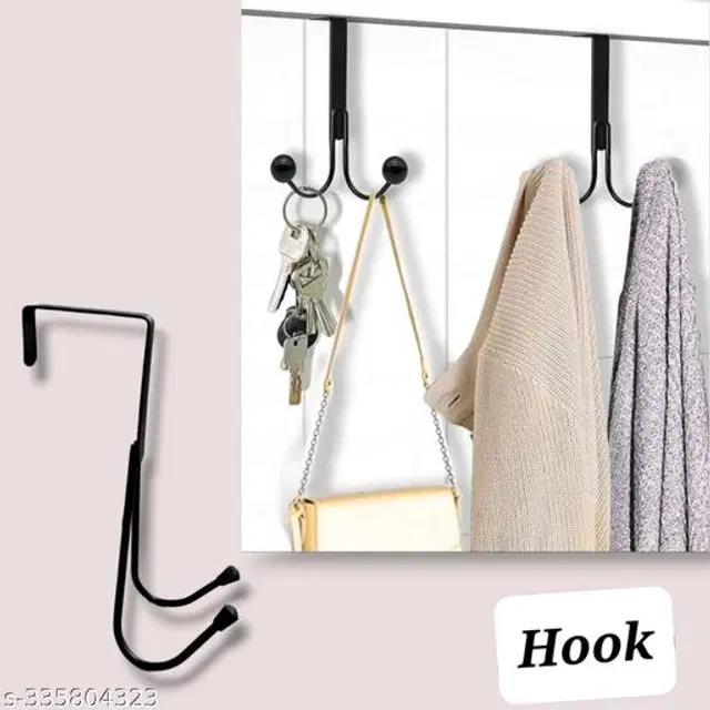 Metal Wall Hooks, Black, Pack of 2