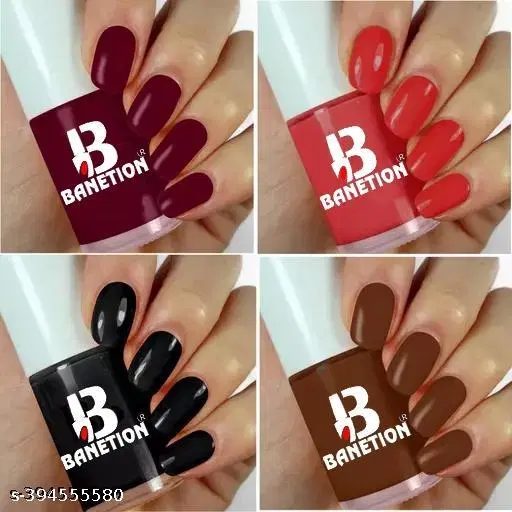 Banetion Matte Nail Polish, Multicolor, Pack of 4