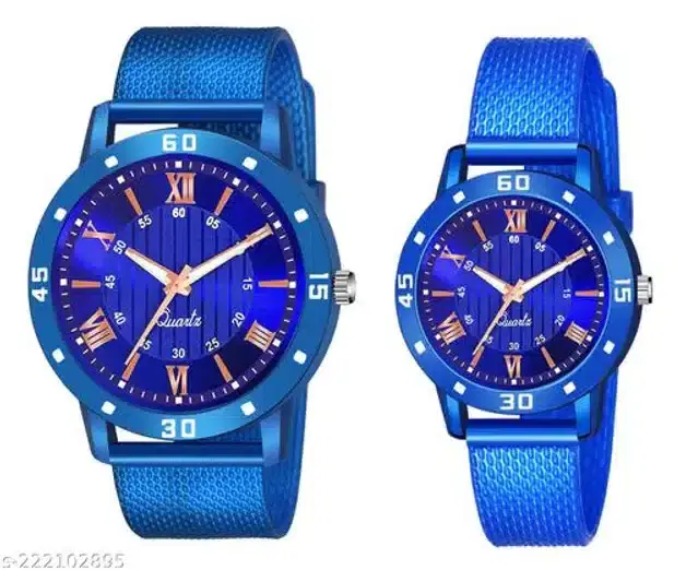 Analog Watch for Couple, Pack of 2 (Multicolor)