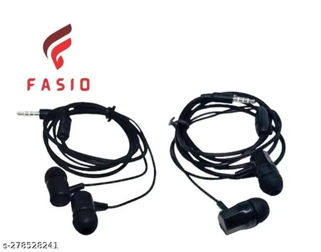 Premium 3.5 mm Jack Wired Earphones, Black, Pack of 2