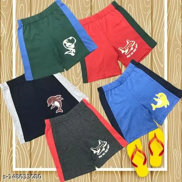 Cotton Shorts for Boys, Pack of 5 (Multicolor, 3-4 Years)