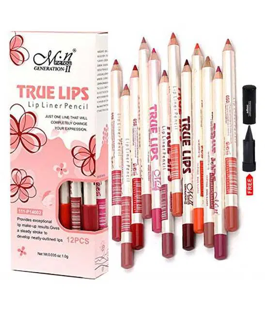 Lenon Makeup Accessory Mn True Lip Pencil 12Pc Lip Liner Crayon, Multicolor, 0.035 g, D252