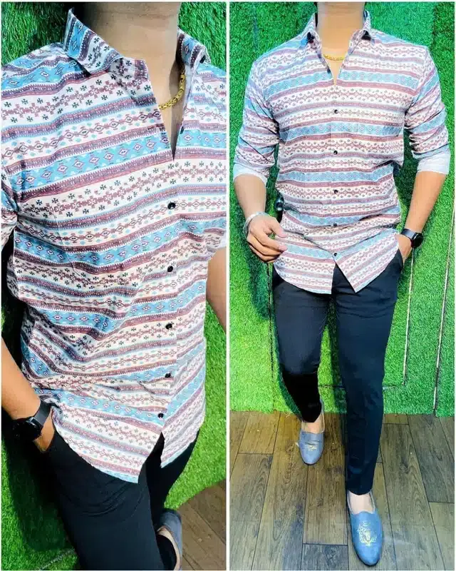 Printed Shirt for Men (Multicolor, M)