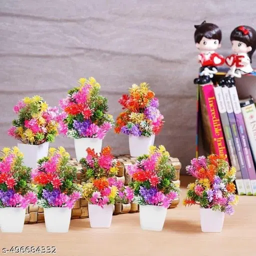 Plastic Artificial Flowers, Multioclor, Pack of 6