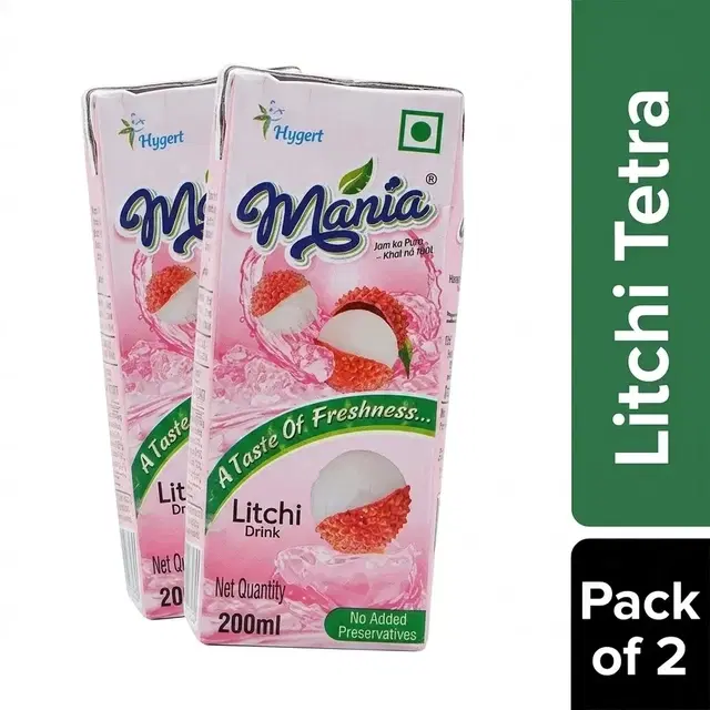 Mania Litchi Tetra 2X200 ml (Pack of 2)