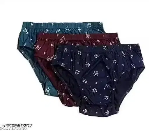 Floral Low Rise Hipster Briefs for Women, Pack of 3 (Navy Blue, M)