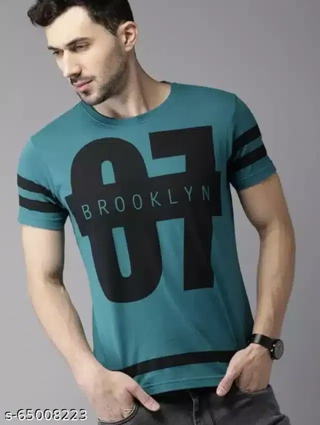 Half Sleeves T-Shirt for Men (Teal, M)