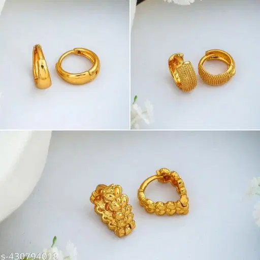 Gold-Plated Earrings/Studs/Bali Combo For Women'S/Girls