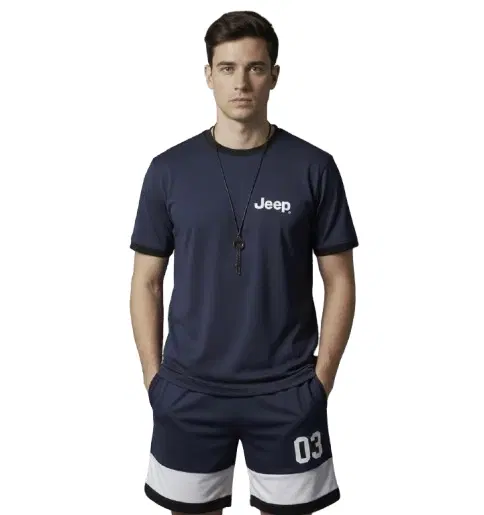 Polyester Printed Co-Ord Set for Men, Navy Blue (S)