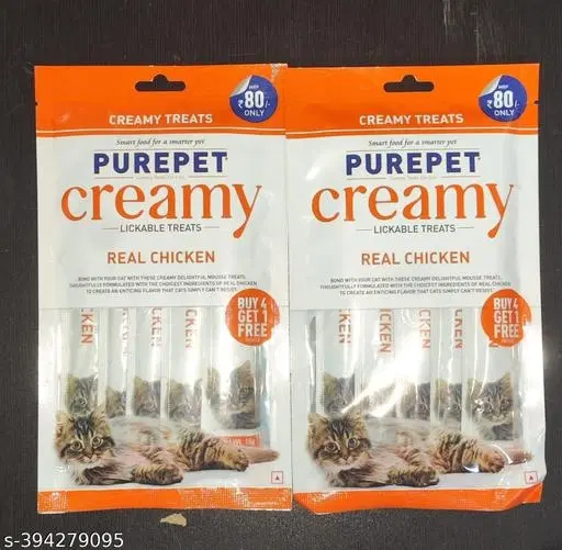 Purepet Creamy Treats Seafood Medley-Buy 4 get 1 free inside the packet (pack of 2)