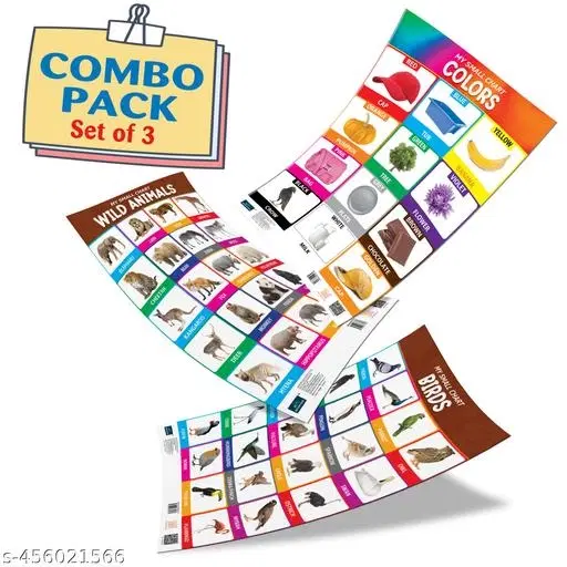 Bookford Publications My small chart Birds, Wild Animals & Colors (Set of 3)