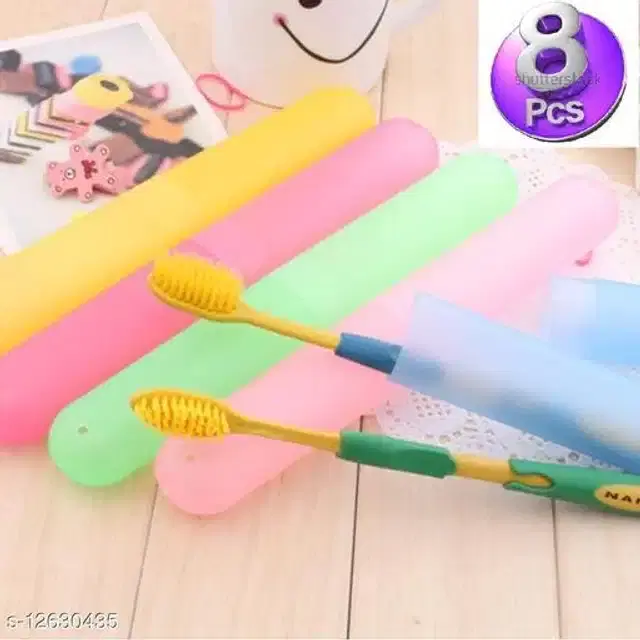 Plastic Toothbrush Cases, Multicoor. Pack of 8