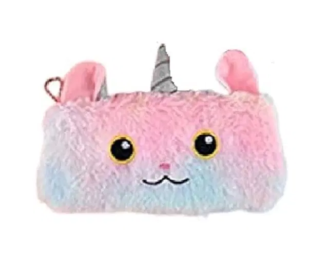 MINDFIT Unicorn Feather Fur Pencil Case, Multicolor