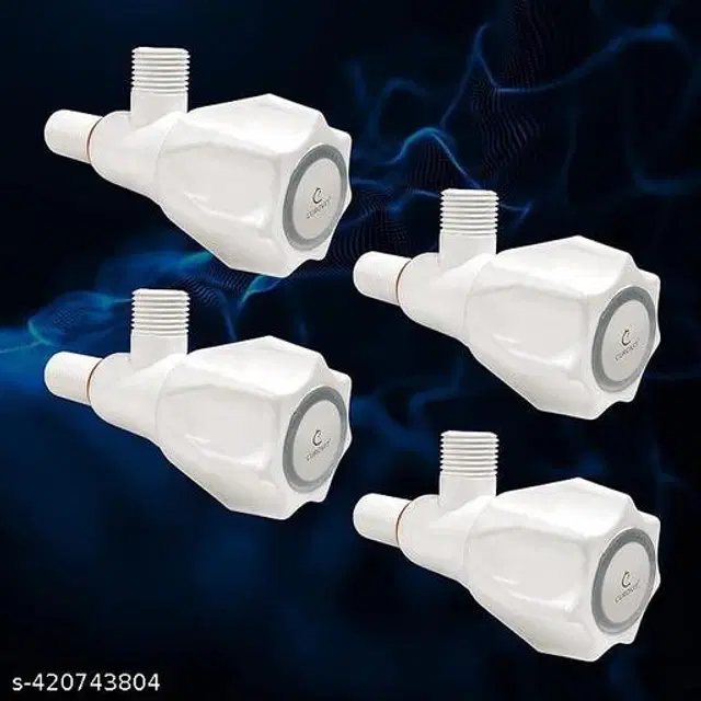 Plastic Angle Cock Tap, White, Pack of 4