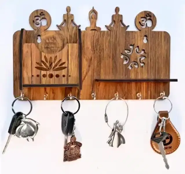 Wooden Mobile & Keys Holder, Brown