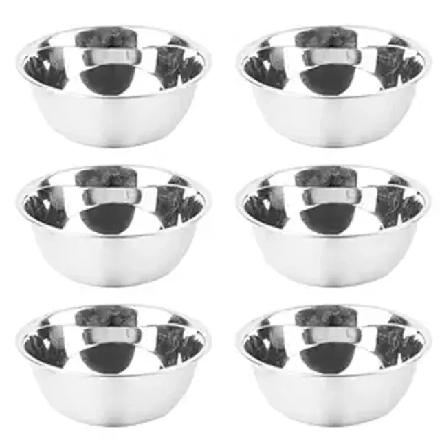 MS WORLD Steel Bowl, 11 Cm Dia, Pack Of 6