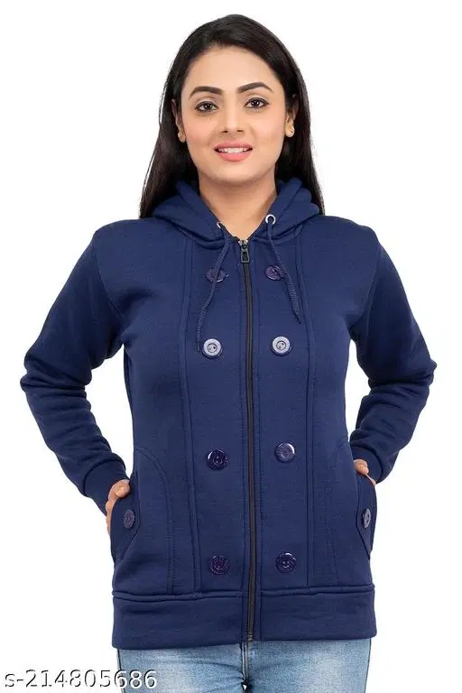 Polyester Sweater for Women (Blue, S)