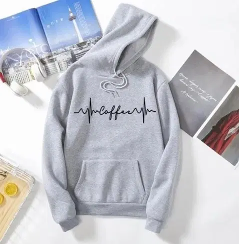 Lifeline Printed Fleece Hoodie for Men, Grey (XL)