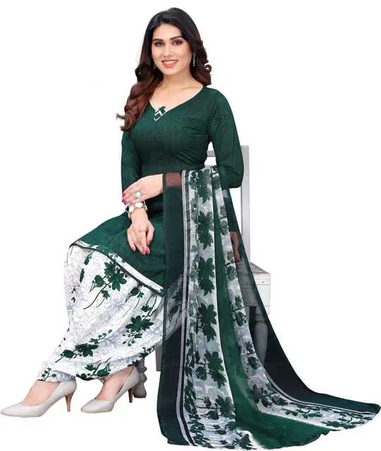 Yashika Unstitched Crepe Salwar Suit Material (Green) (Y-353)