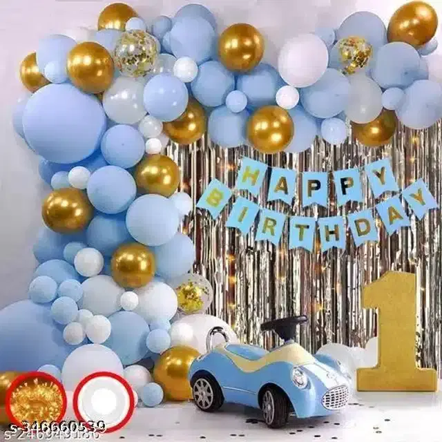 Birthday Party Decoration Kit, Multicolor, Set of 65