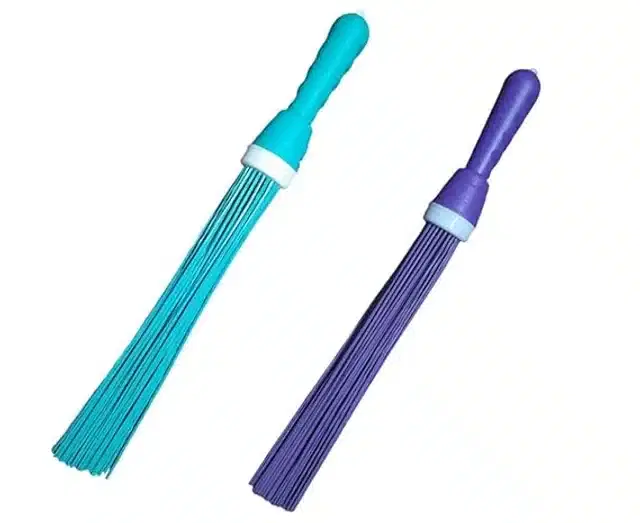 Plastic Sticks Brooms for Bathroom, Multicolor, Pack of 2