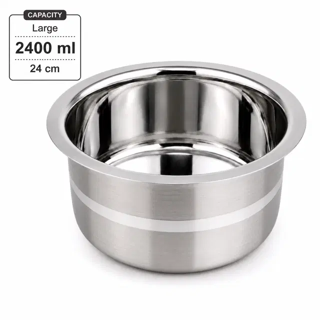 TerraHome Steel Silver Touch Milk Pots/Tope/Patila 2400 ml