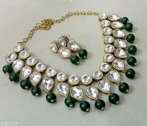 Elegant Alloy Necklace Set for Women & Girls, White