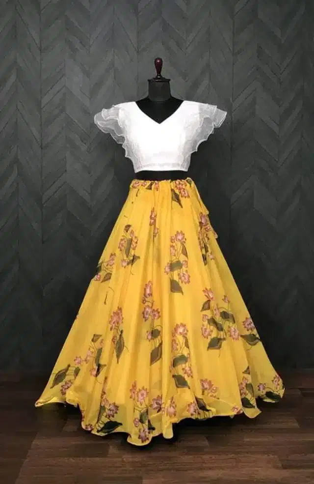 Ready to Wear Lehenga Choli for Women (Yellow, XS)