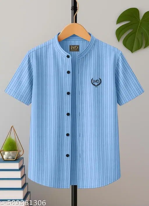 Self Design Cotton Blend Short Sleeve Polo for Boys (Aqua Blue, 8-9 Years)