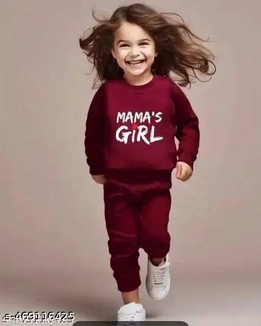 Cotton Blend Clothing Set for Girls (Maroon, 12-18 M)