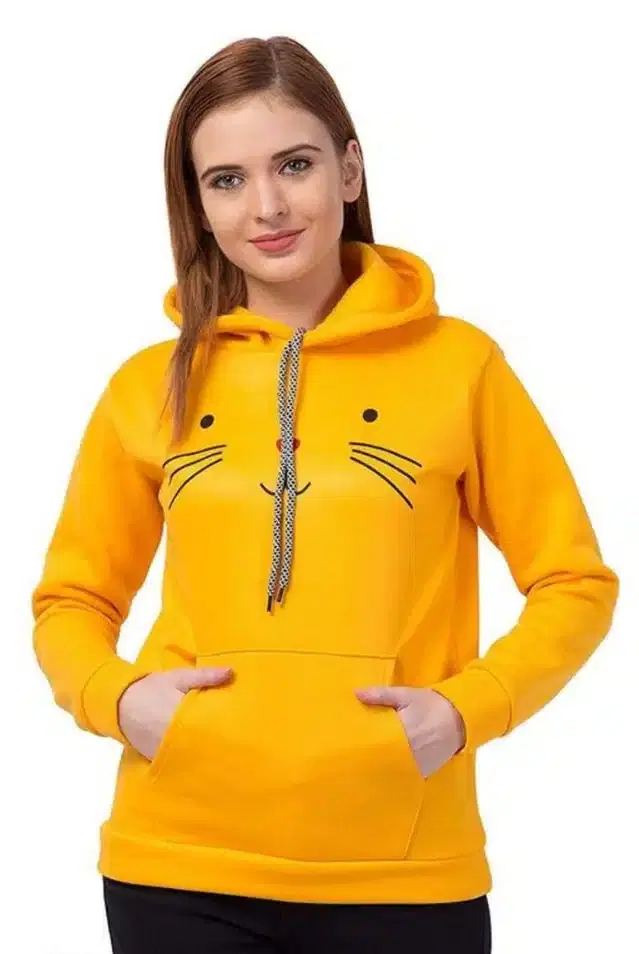 Printed Sweatshirt for Women (Mustard, S)