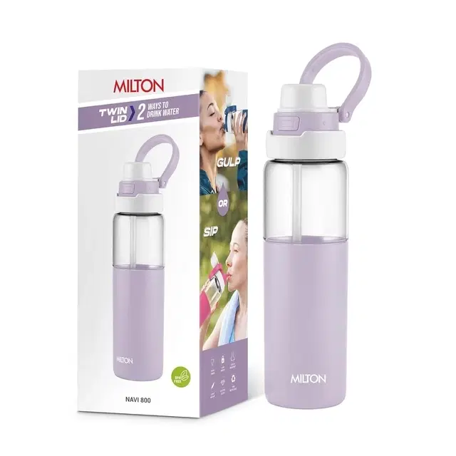 Milton Navi 800 2-in-1 Lid Sip or Gulp Water Bottle 800 ml | Sturdy Handle I BPA Free| Food-Grade | One-Touch Open | Leak-Proof | Ideal for Office, School, College, Gym, Blue