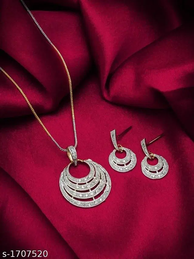 Alloy Necklace with Earrings for Women, Set of 1 (Multicolor)