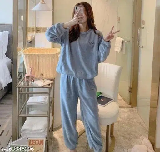 Comfort Nightdress for Women (Aqua Blue, L)