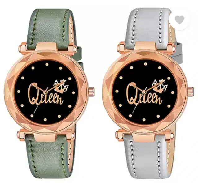 Analog Watch for Women, Pack of 2 (Multicolor)
