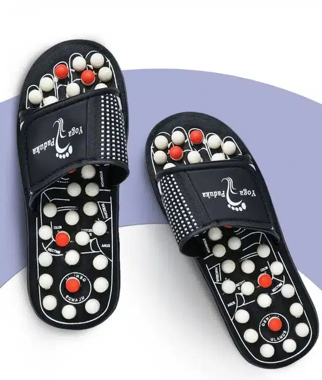 Acupressure Slippers for Unisex, Black, 9