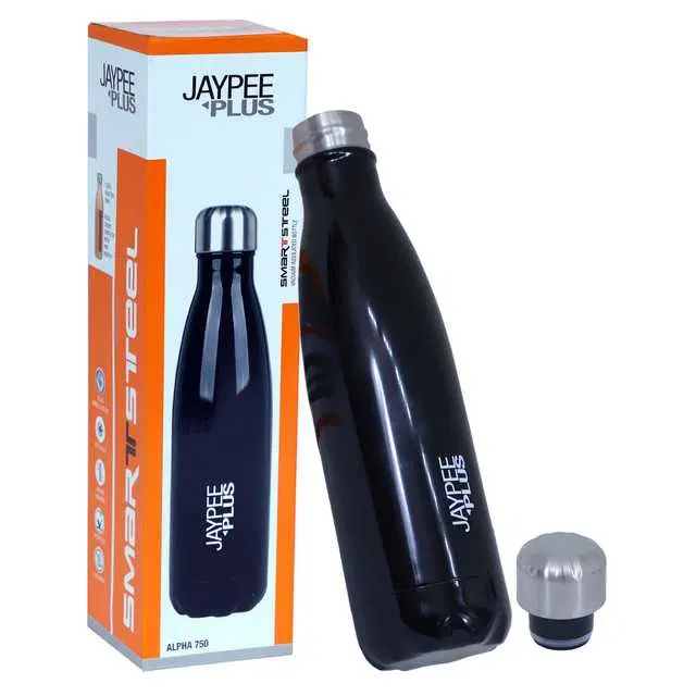 Alpha Stainless Steel Insulated 24 Hours Hot Or Cold Water Bottle, Black, 750 ml, J-158