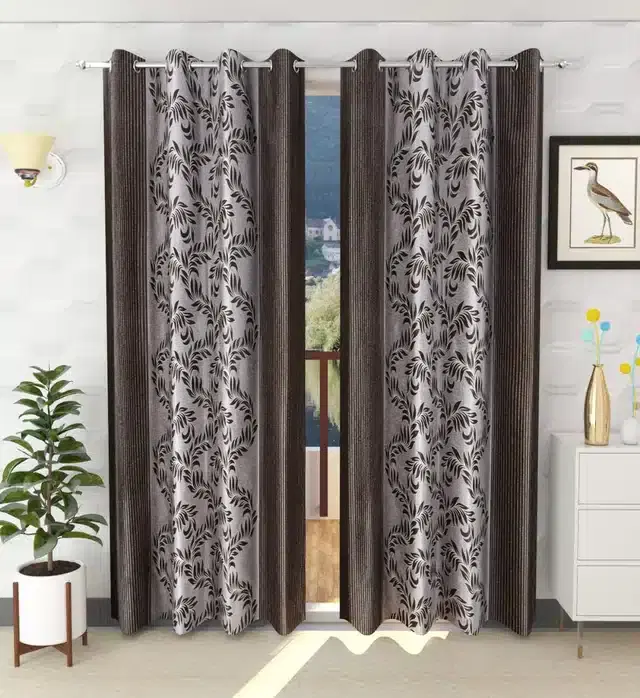 Door Curtains, Pack of 2, Coffee, 7 feet