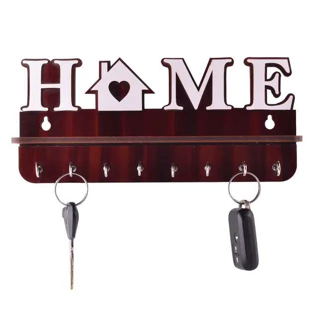 New Crafts Personalized Designer And Unique Wooden Handmade Eight Key Holder For Home Decor, Brown, N-12