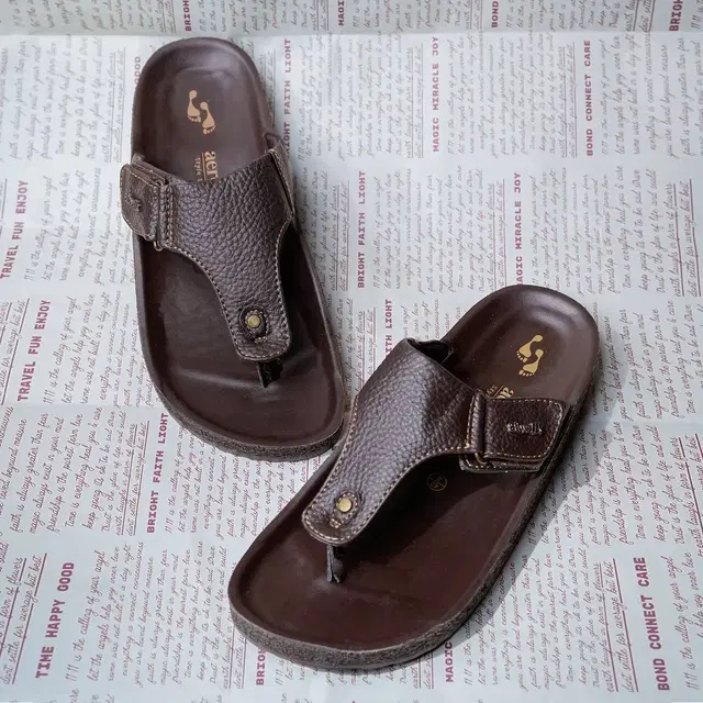aerowalk Casual Flip Flops for Men (Brown, 6)