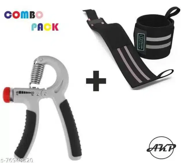 Wrist Support Bands & Hand Gripper, Multicolor, Free Size, Set of 2
